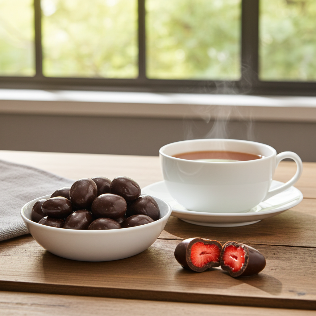 Erdbeeren gefriergetrocknet mit Zartbitter-Schokolade