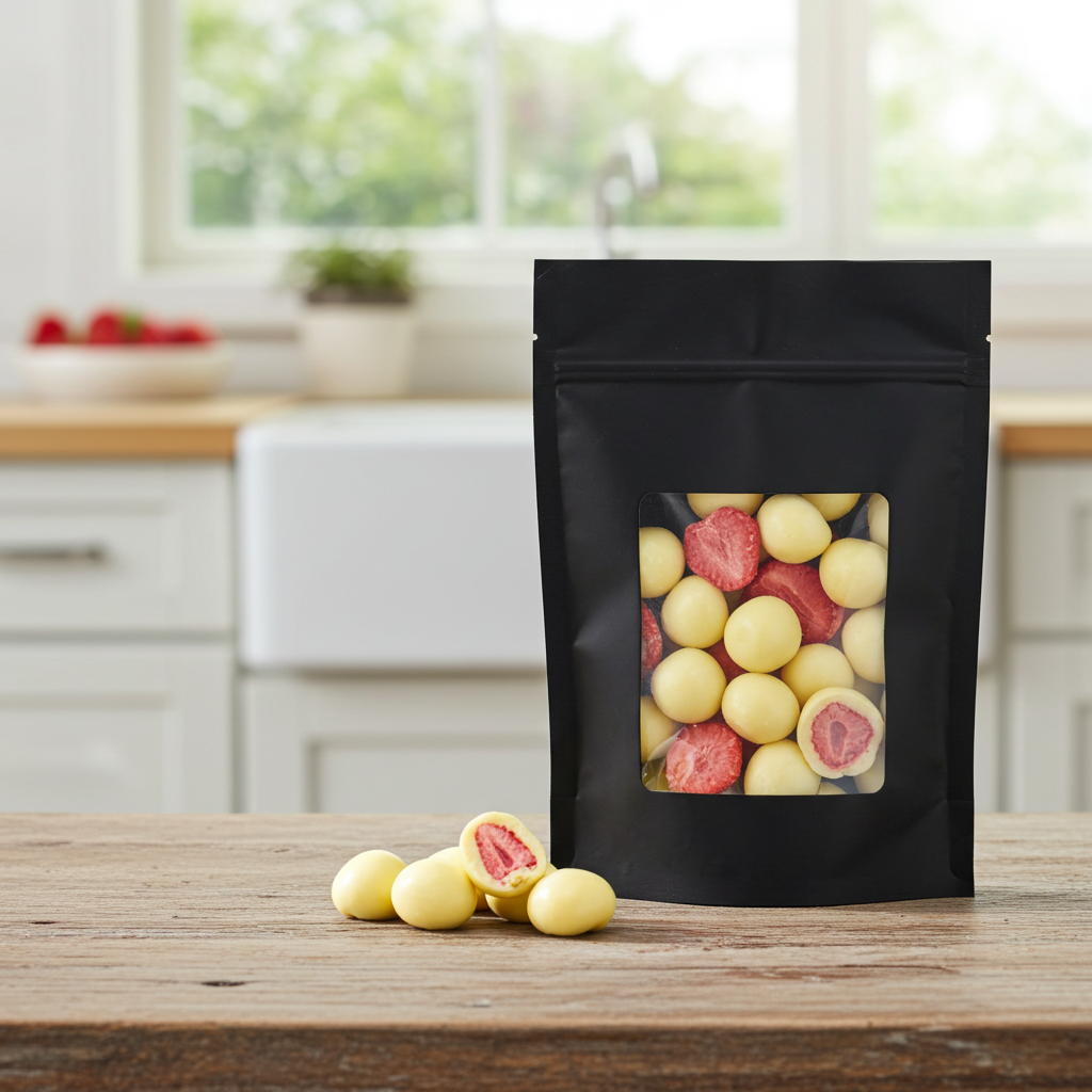 Erdbeeren gefriergetrocknet mit Joghurt-Schokolade