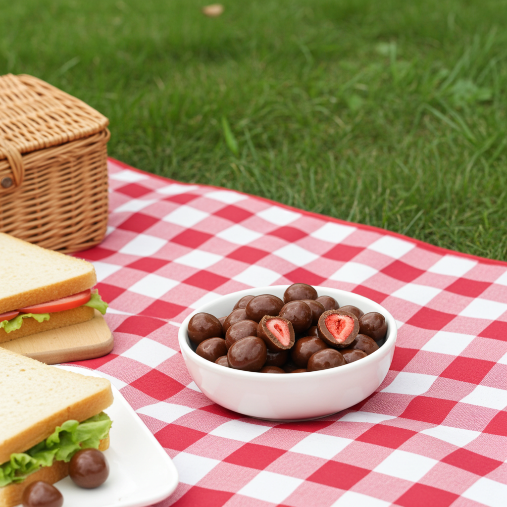 Erdbeeren gefriergetrocknet mit Vollmilch-Schokolade