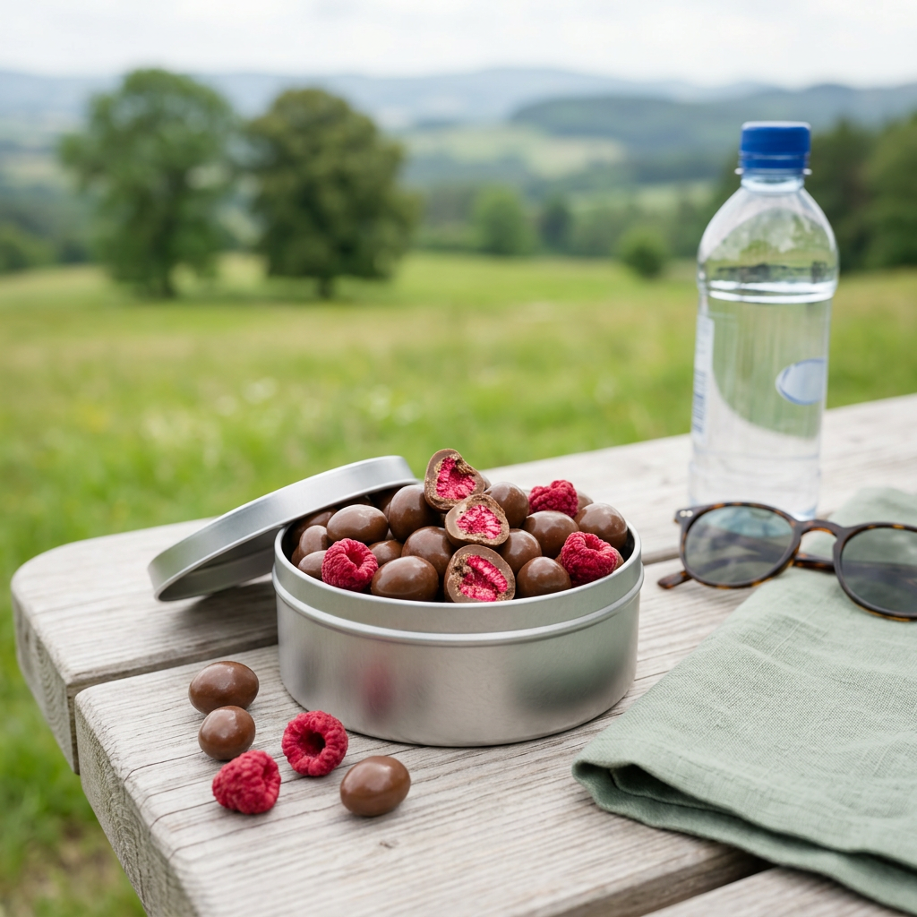 Himbeeren gefriergetrocknet mit Vollmilch-Schokolade