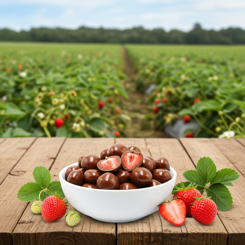 Erdbeeren gefriergetrocknet mit Vollmilch-Schokolade