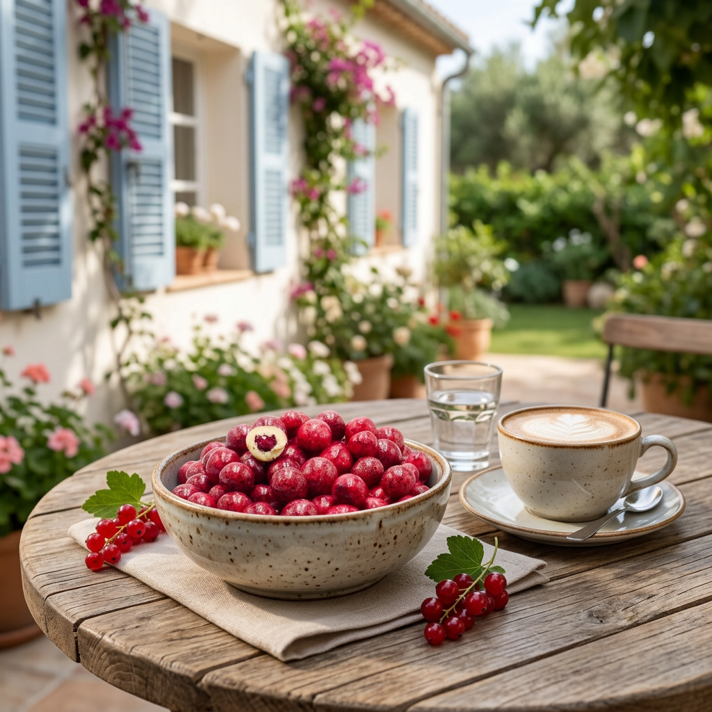 Johannisbeeren mit weißer Schokolade