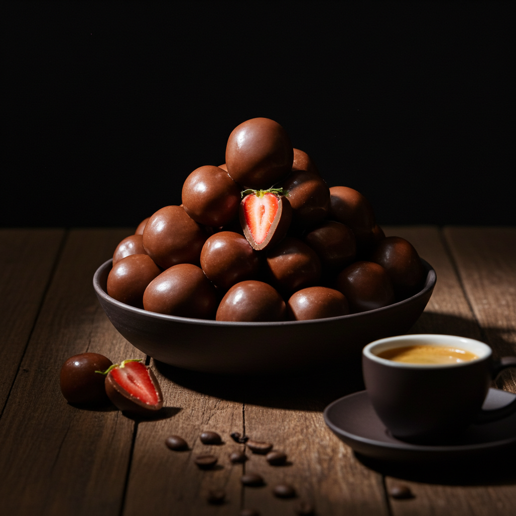 Erdbeeren gefriergetrocknet mit Vollmilch-Schokolade