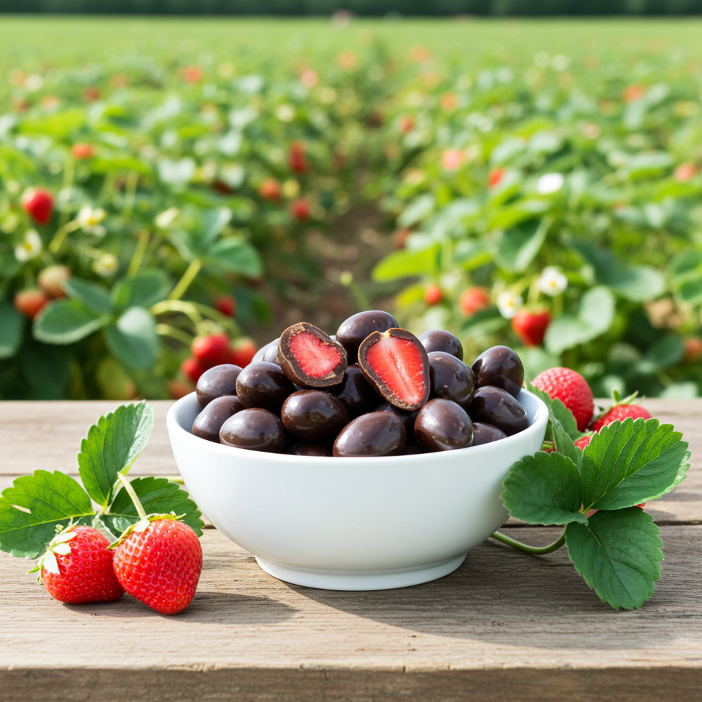 Erdbeeren gefriergetrocknet mit Zartbitter-Schokolade