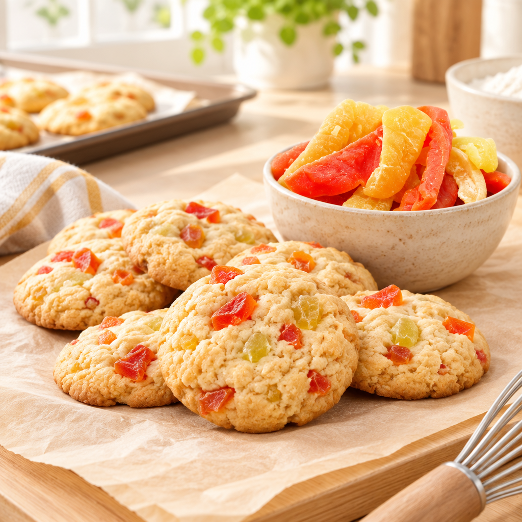 Papaya and melon strips (dried, candied)