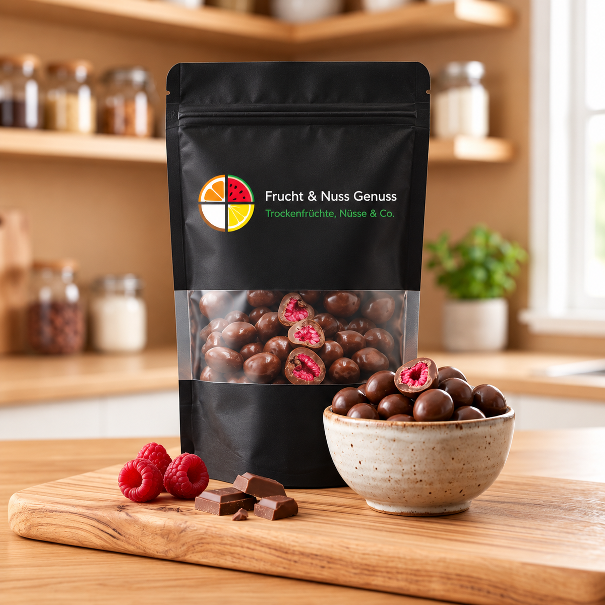 Himbeeren gefriergetrocknet mit Vollmilch-Schokolade