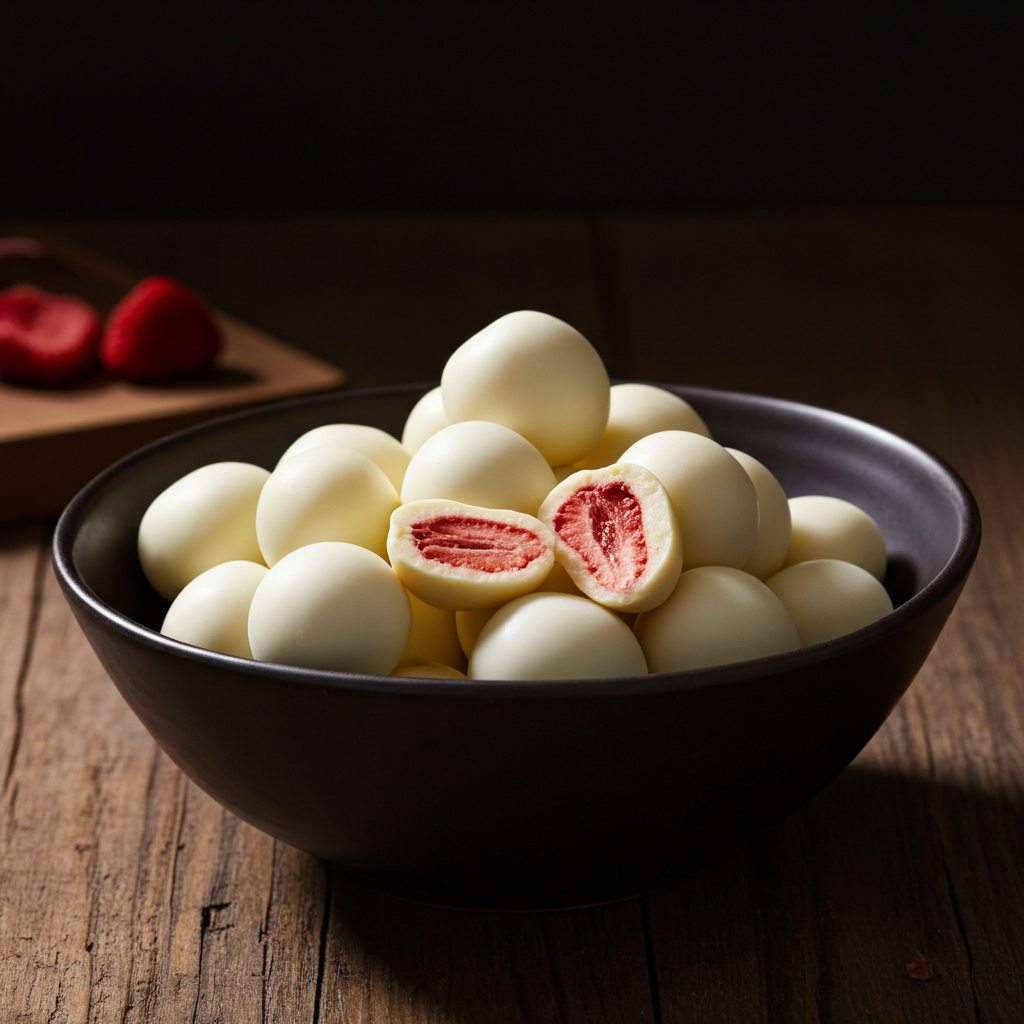 Erdbeeren gefriergetrocknet mit Joghurt-Schokolade