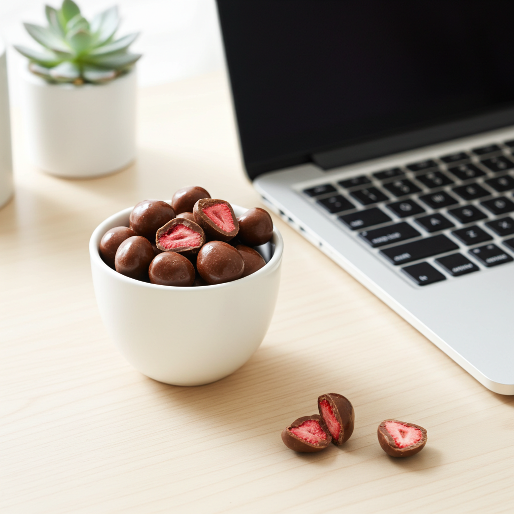 Erdbeeren gefriergetrocknet mit Vollmilch-Schokolade