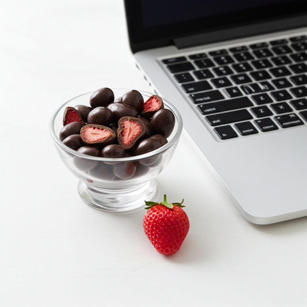 Erdbeeren gefriergetrocknet mit Zartbitter-Schokolade