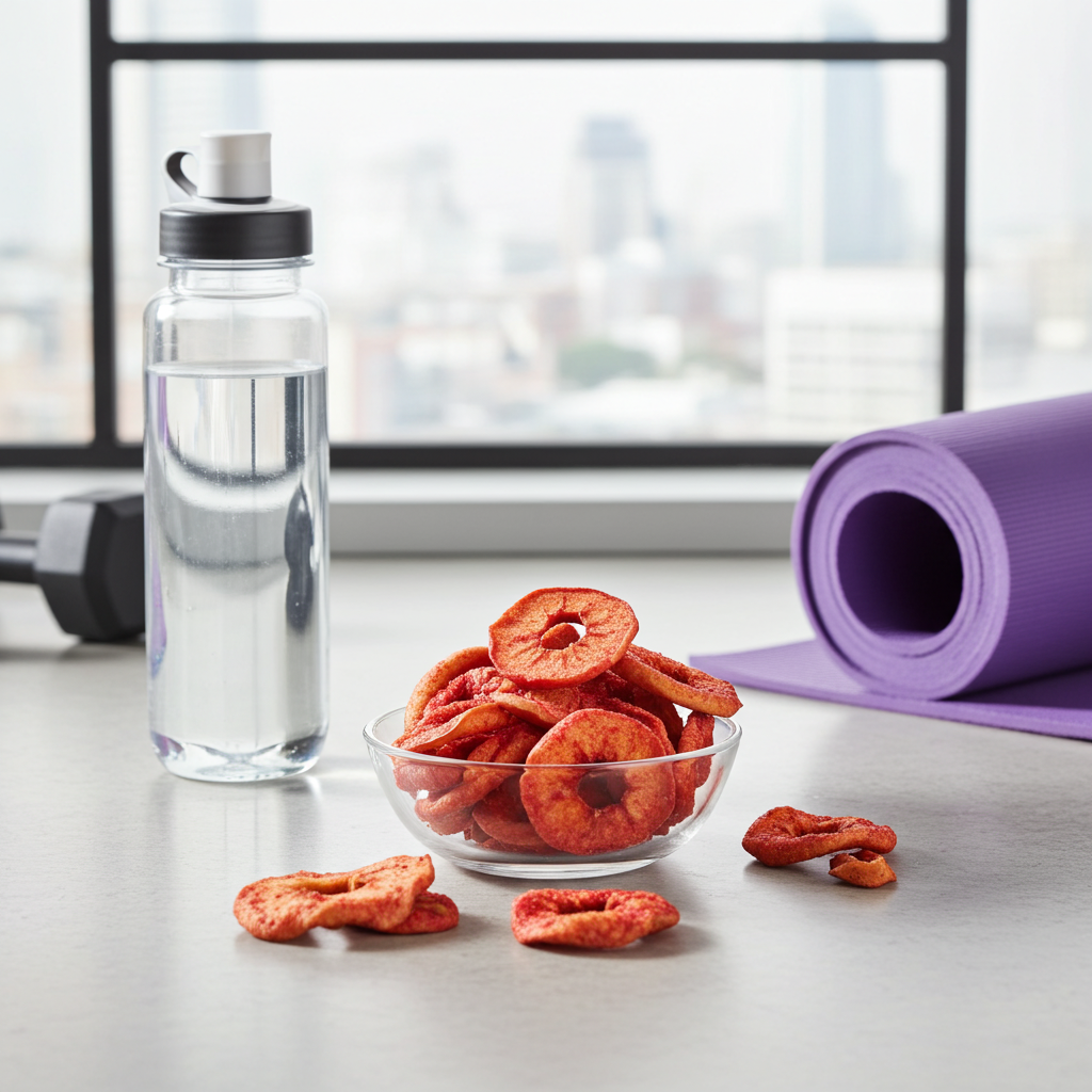 Apfelringe (getrocknet mit Himbeerenpulver)