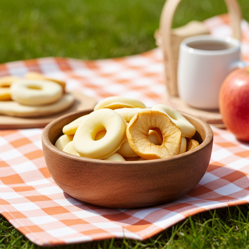 Apfelringe mit Joghurt-Schokolade