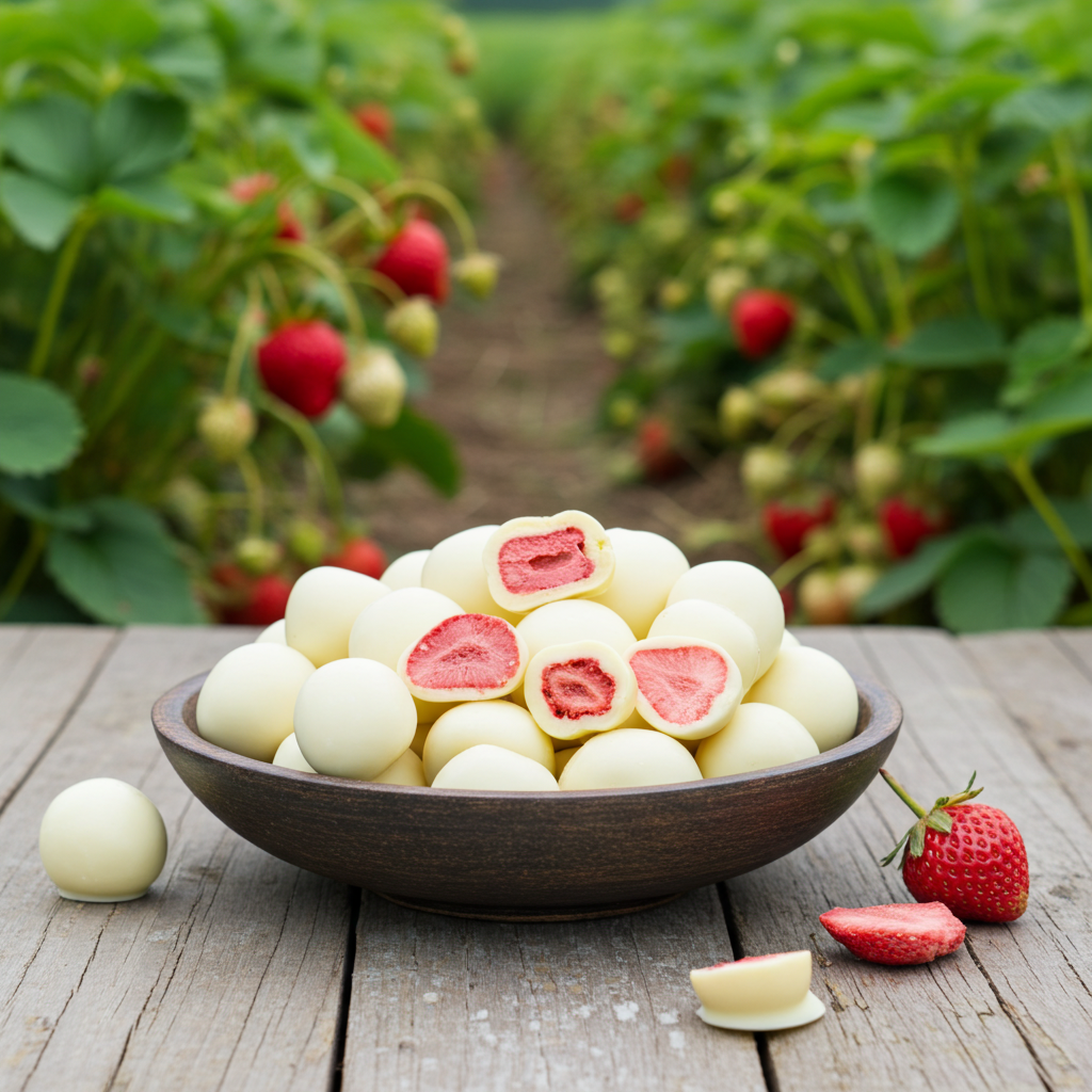 Erdbeeren gefriergetrocknet mit Joghurt-Schokolade