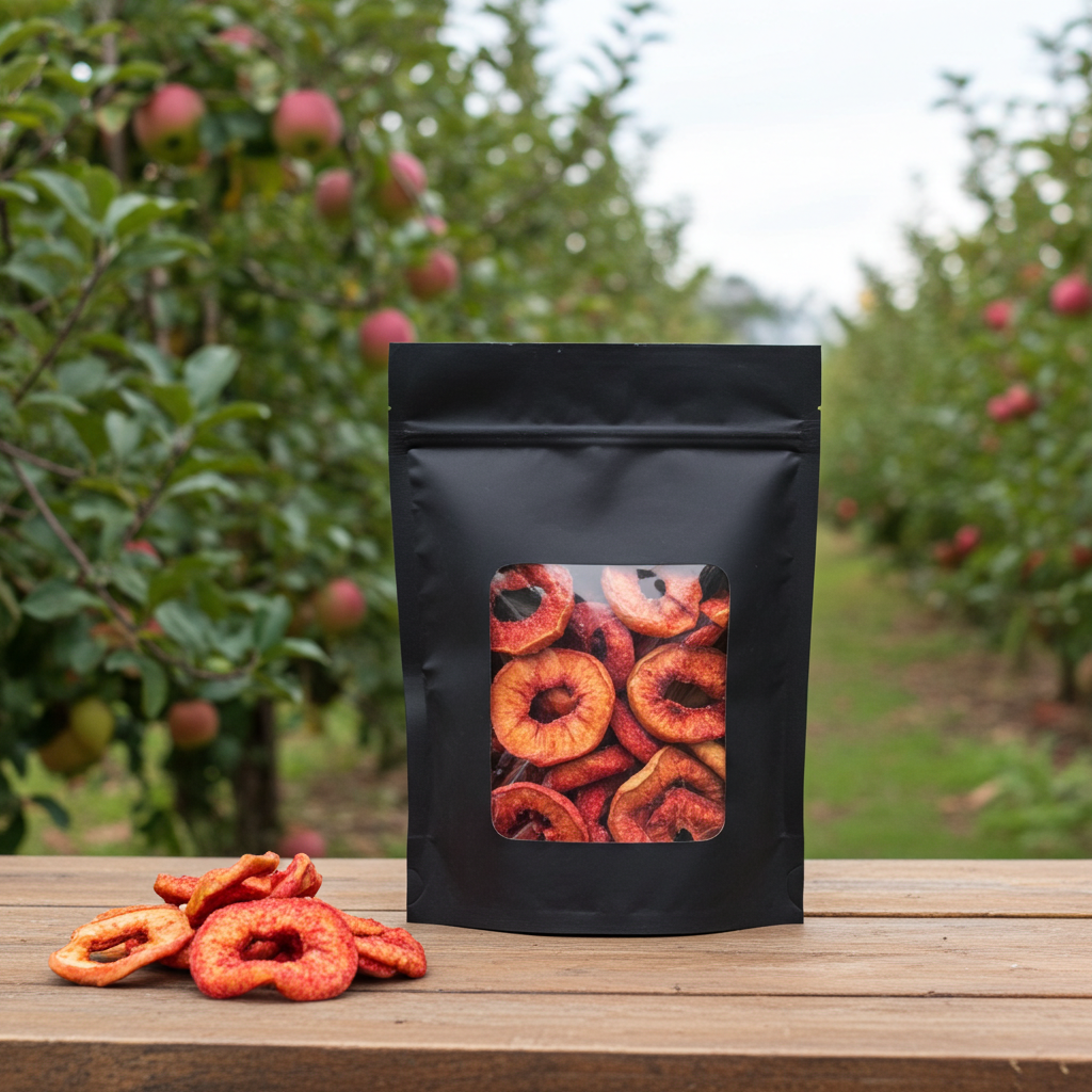 Apfelringe (getrocknet mit Himbeerenpulver)