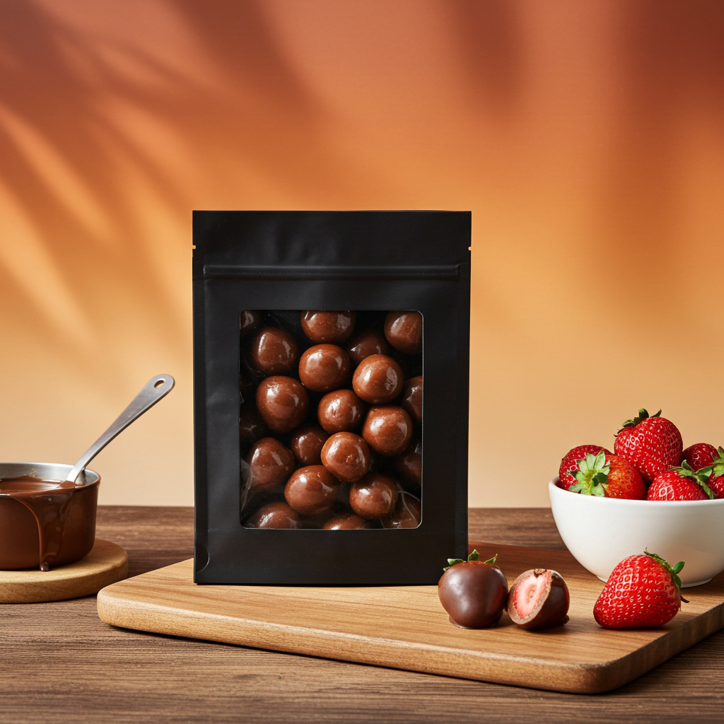 Erdbeeren gefriergetrocknet mit Vollmilch-Schokolade